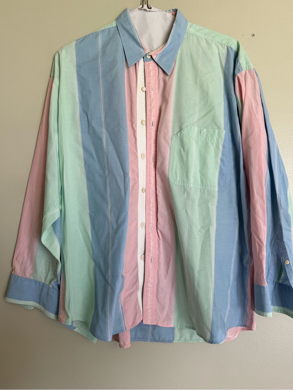 Vintage Trekka by Michael Stein Pastel Stripe Casual Button-Down Shirt Size XL